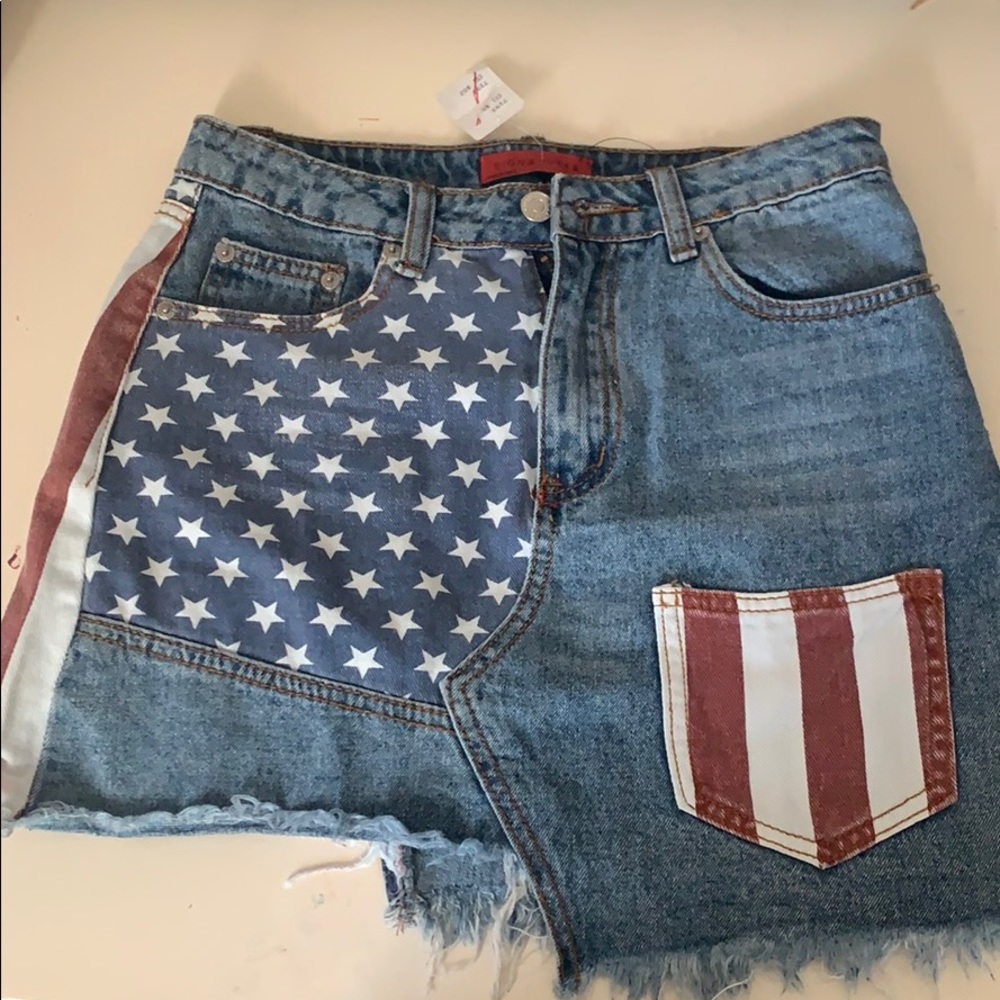 America themed jean skirt